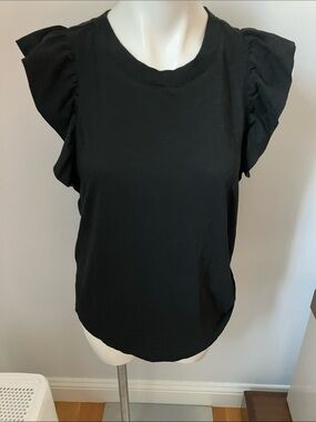 Banana Republic Black Ruffle Sleeve Tank Top